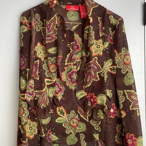 Oscar an Oscar de la Renta floral sheer blouse, size 6